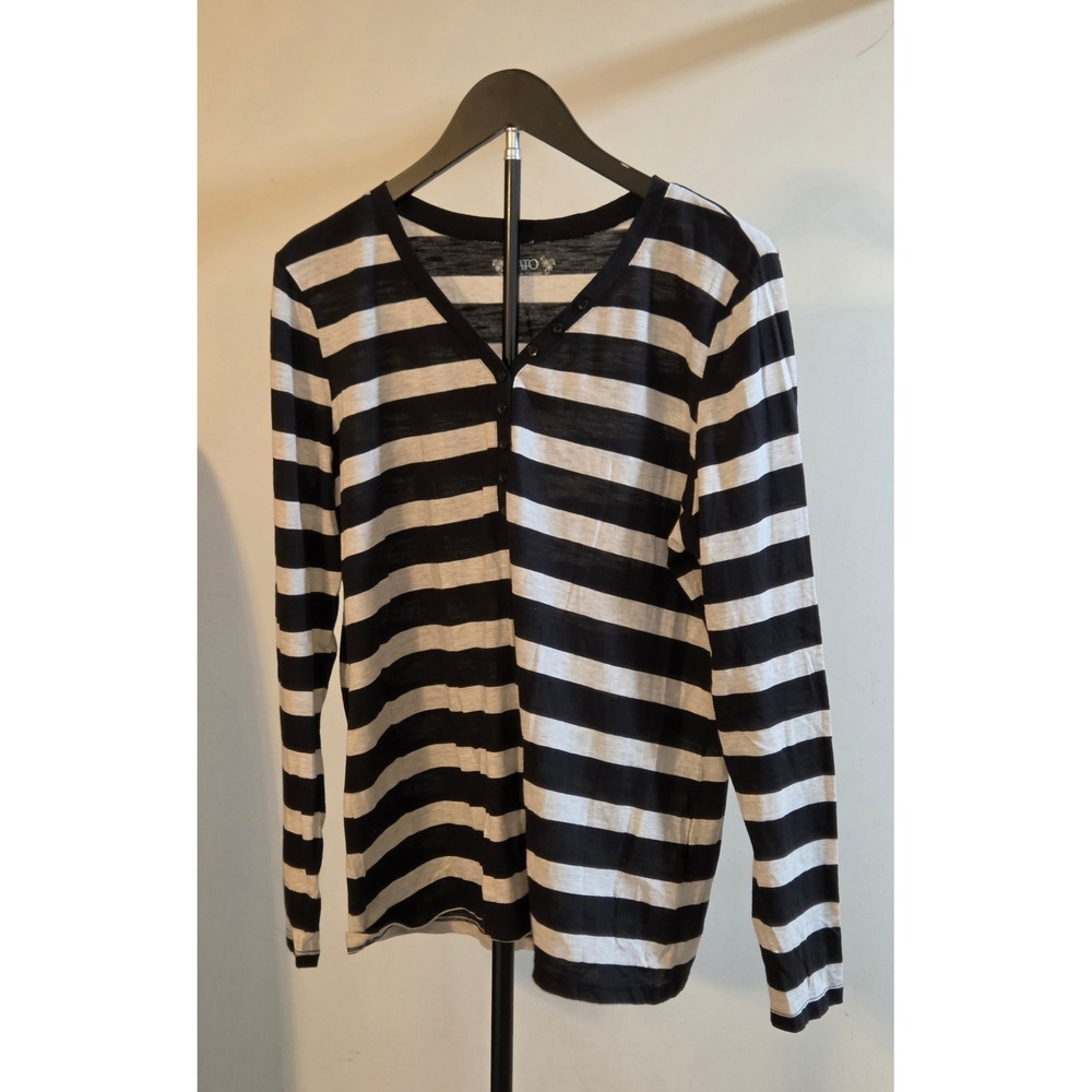 Cato Long Sleeve Striped Quarter Button Blouse Women's Size XL Black White